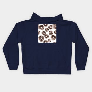 Shibori Kumo tie dye brown mocha dots over white Kids Hoodie